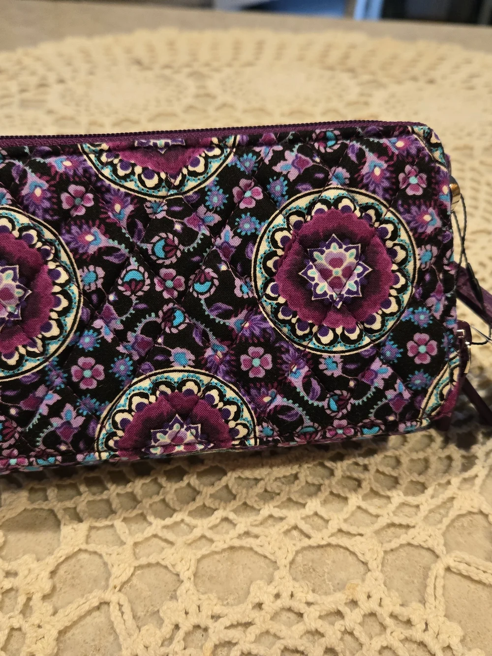 Vera Bradley Purple Medallion Quilted Clutch/Wristlet/Crossbody/Wallet